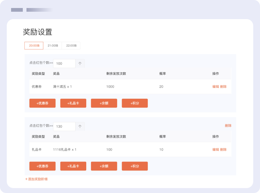灵活的奖励设置
